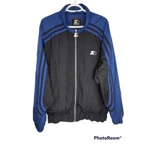Vintage Starter Nylon Windbreaker Blue Long Sleeve Jacket Men's Size Large